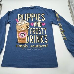 Simply Southern Blue Long Sleeve Tee - Puppies and Frosty Drinks